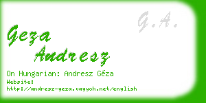 geza andresz business card